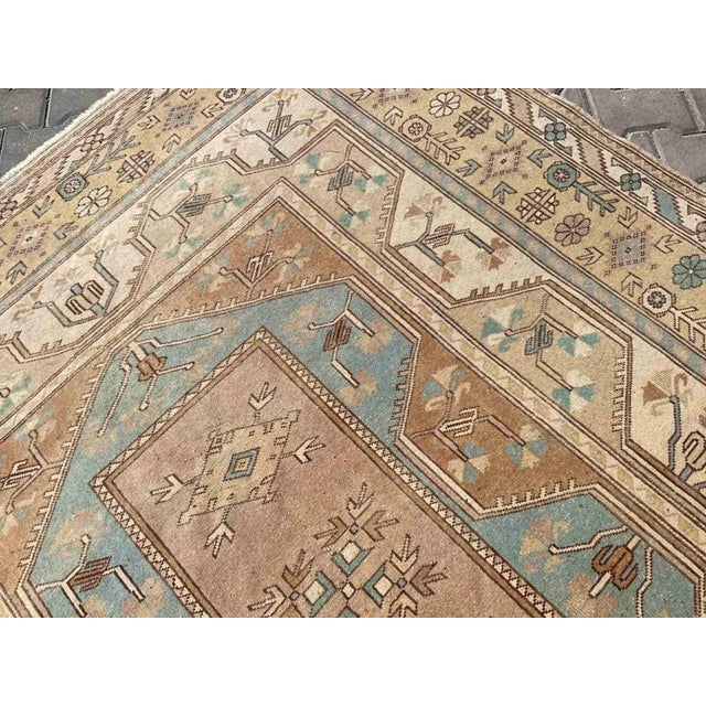 Beige 1950's Hand Knotted Turkish Area Rug - 80" X 110" For Sale - Image 8 of 11