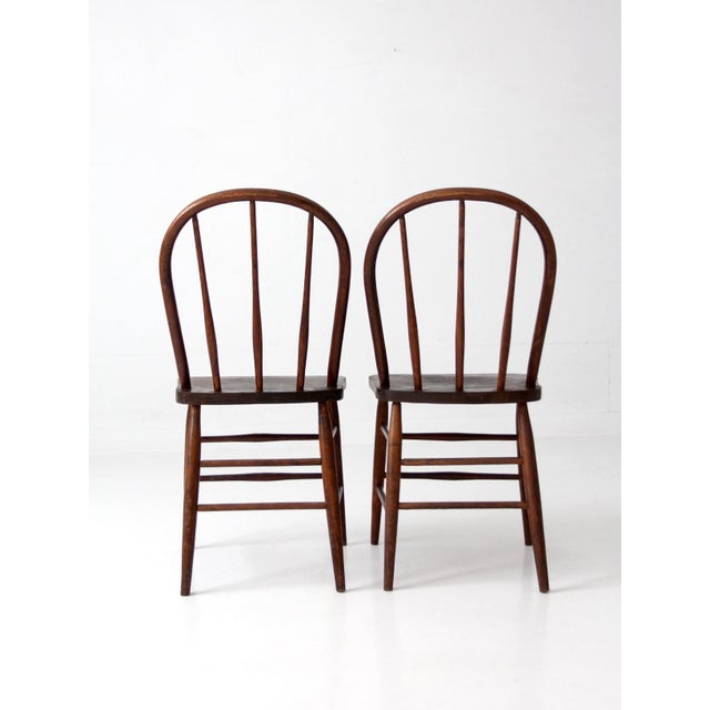 Vintage Windsor Bow Back Dining Chairs by Square Brand Pair For Sale - Image 6 of 18