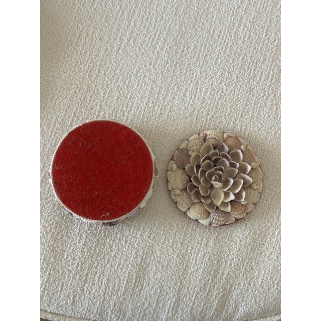 Textile Vintage Palm Beach / Coastal Style Round Shell Encrusted Lidded Box For Sale - Image 7 of 12