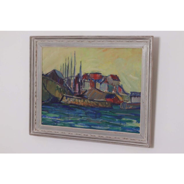 1940s Karl Axel Gadd, Bohuslän Fishing Village, 1949, Oil on Canvas, Framed For Sale - Image 5 of 17