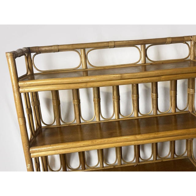 Vintage Bamboo Wicker Display Shelves, 1970 For Sale - Image 4 of 13