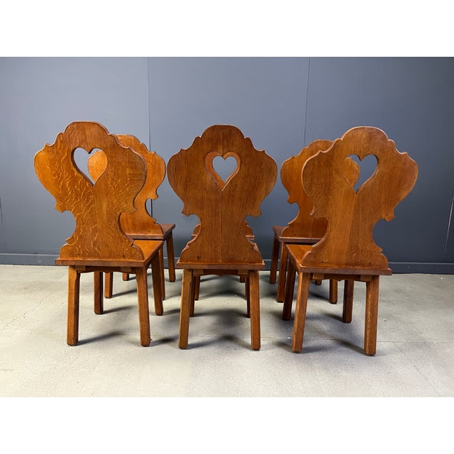 Vintage Brutalist Heart-Shaped Chairs, 1960s, Set of 6 For Sale - Image 10 of 11