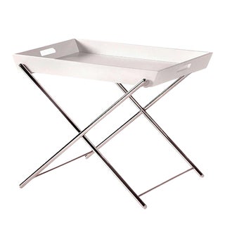 Miami Side Table with Chromed Frame & White Lacquered Tray by Marco Zanuso Jr. for Adentro, 2016 For Sale