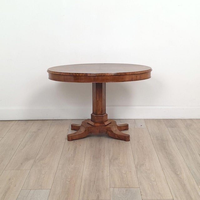 Small Victorian Burl Walnut Pedestal Table, England Circa 1870 For Sale - Image 4 of 7