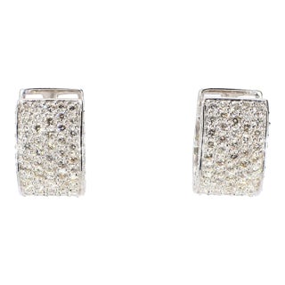 18k White Gold & Diamond Cuff Earrings, A Pair For Sale