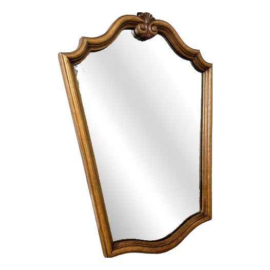 Vintage French Louis Style Oak Wall Mirror For Sale