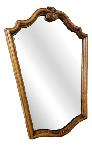 Vintage French Louis Style Oak Wall Mirror
