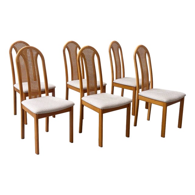 Vintage Dining Chairs with Viennese Caning from Lübke, 1980s, Set of 6 For Sale