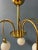 Mid-Century Gold Brass Opaline Glass Chandelier For Sale - Image 10 of 11
