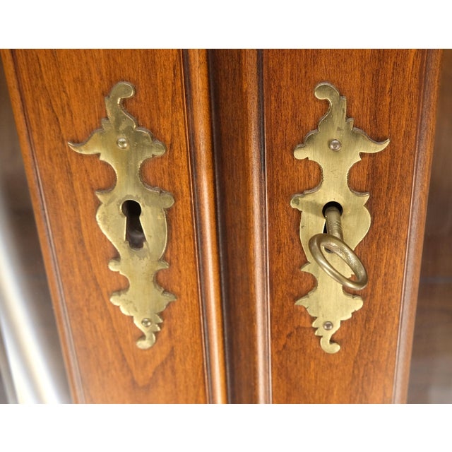 Wood Henkel-Harris 2 Part Solid Wild Black Cherry Secretary Drop Front Desk Bookcase For Sale - Image 7 of 12