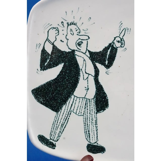 20th Century Art Deco Ceramic Plate Satirical Judge and Lawyer in Court from the La Quercia Libralessos Factory, Italy, 1950s For Sale - Image 3 of 16