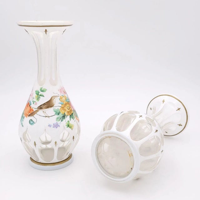 Pair of Baccarat Cased, Engraved, and Painted Vases With Gilding, France Circa 1850 For Sale In San Francisco - Image 6 of 9