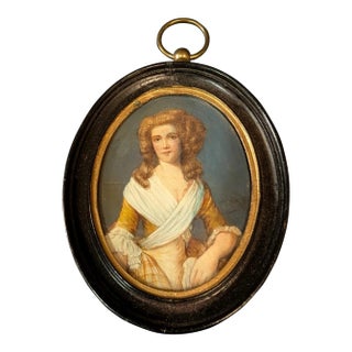 19th Century Miniature Watercolor Painting For Sale
