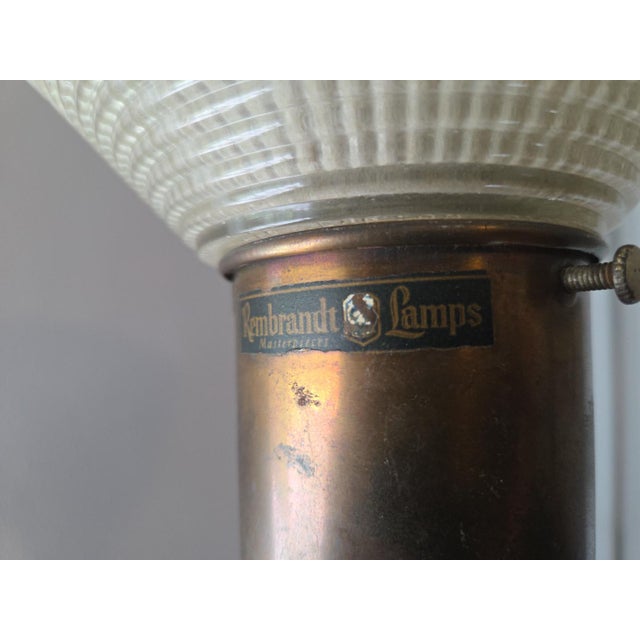 Rembrandt Lamp Masterpiece, mid-century floor lamp/torchiere, American, circa 1950s, with frosted glass diffuser and...