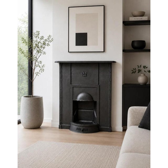 Arts and Crafts Edwardian Cast Iron Fireplace For Sale - Image 11 of 11