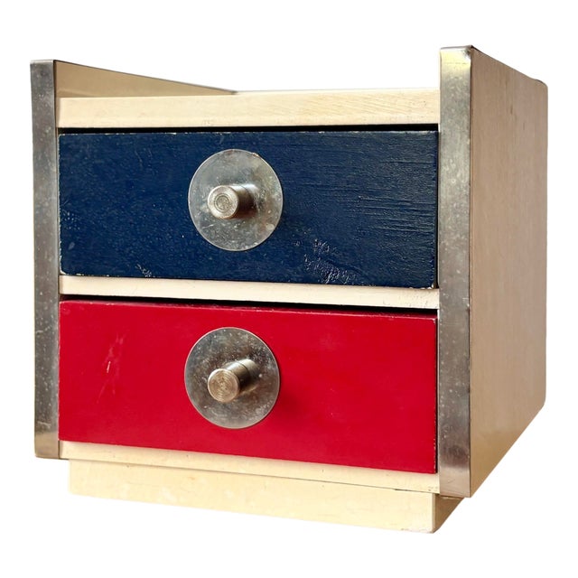 Vintage Mid Century Modern Miniature Two Drawer Storage Cabinet Made in Japan For Sale