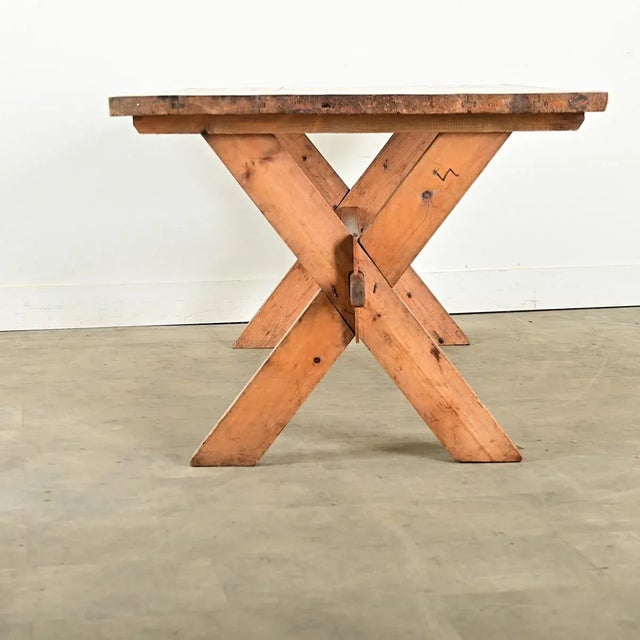 Swedish Early 20th Century Pine Trestle Table For Sale - Image 4 of 12