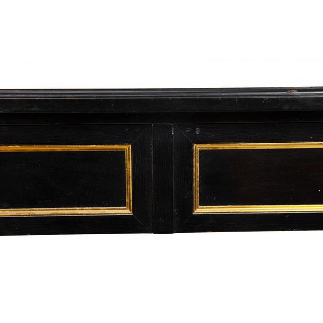 A Fine Black Louis XVI Style Leather Writing Table Desk Bureau Plat Ca. 1950 For Sale - Image 17 of 18