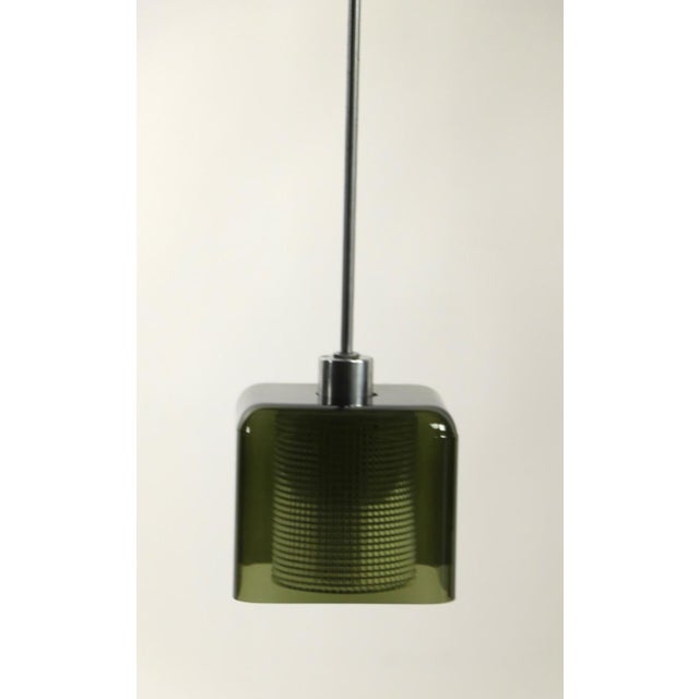 Mid 20th Century Three-Light Smoked Gray Glass and Brushed Steel Chandelier att. to Orrefores For Sale - Image 9 of 12