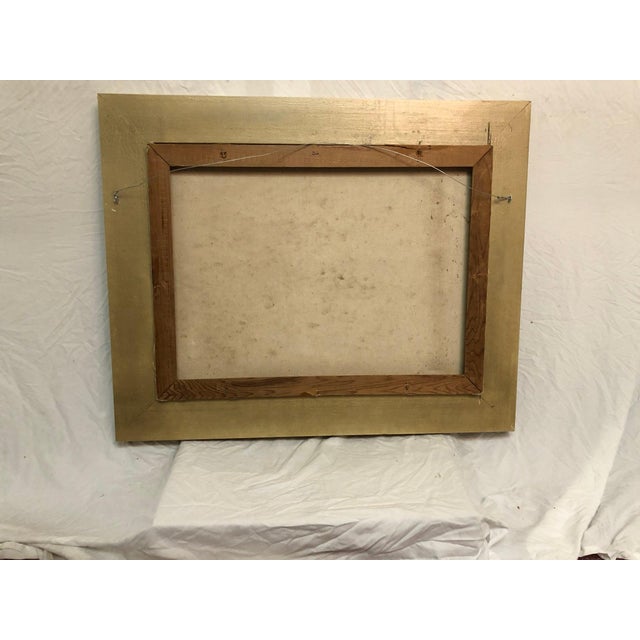 This original oil painting on canvas depicts a serene landscape of detailed mountains and a flowing river or sea area. The...