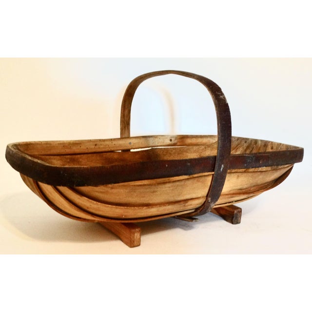 Antique English Rustic Garden Trug Basket For Sale - Image 4 of 11