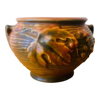 1940s Roseville Pottery Rust Bushberry Jardiniere 657-3 For Sale