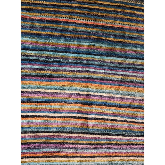 Textile Hand-Knotted Afghan Ethnic Runner Rug with Multicolor Stripes, 2010s For Sale - Image 7 of 11
