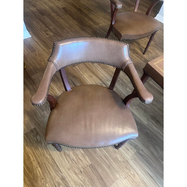 Vintage Barnard & Simonds Leather Table & Matching Chairs For Sale - Image 9 of 9