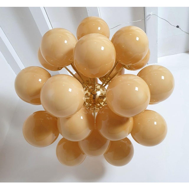 1990s Large Mid Century Modern Amber Glass Sputnik Chandelier For Sale In Dallas - Image 6 of 11