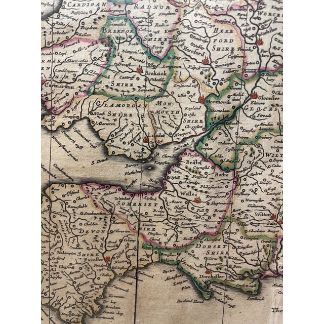 Rare Antique Hand Colored European Map Kingdom of England Janssonius 1642 2sided For Sale - Image 10 of 18
