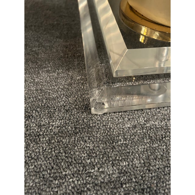 Faux Crocodile Upholstered Bench With Faux Horn & Lucite Base For Sale - Image 10 of 11