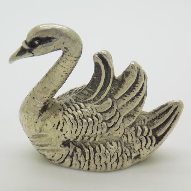 Vintage Italian Silver 800 Swan Miniature Figurine, 1960s For Sale - Image 12 of 12