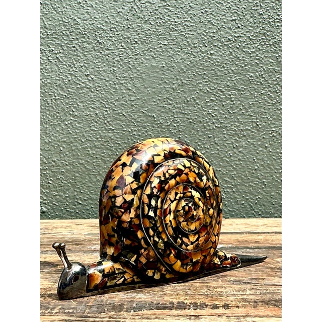 Metal Vintage Coconut Shell Snail For Sale - Image 7 of 12