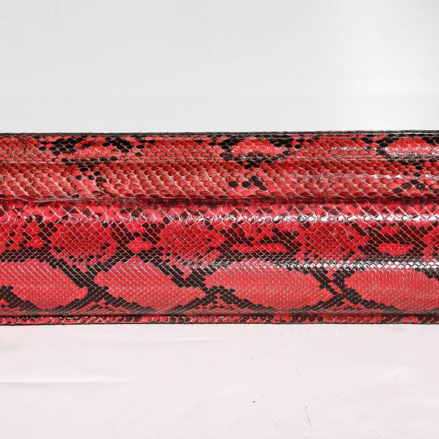 Mid-Century Molding Mirror in Red & Black Python Leather by Karl Springer For Sale In New York - Image 6 of 16