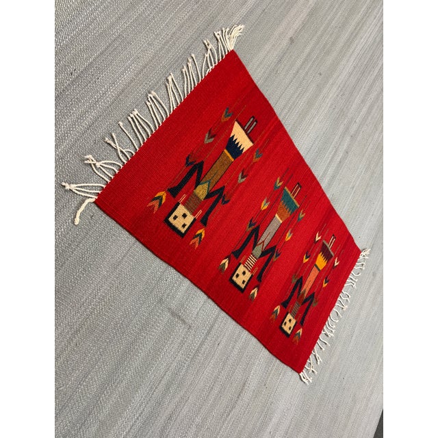 Textile 1ft 11in × 3ft 8in Southwestern Navajo Yei Russet Ancestor Area Rug For Sale - Image 7 of 11