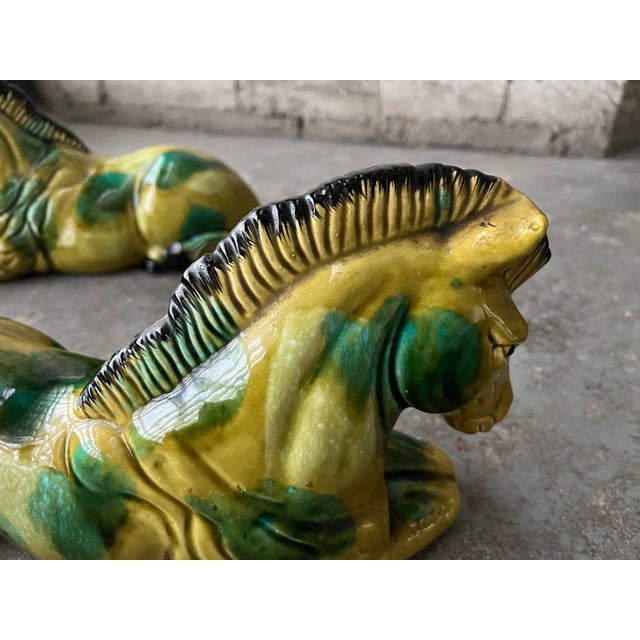 1960s Pair of 1960s Green Zebra Statuaries For Sale - Image 5 of 11
