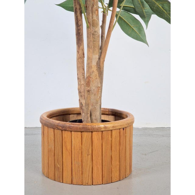 Sleek vintage Danish teak wooden planter. Easy to place next to the couch or in front of the window. The beautiful green...