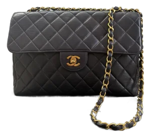 1990s Chanel Vintage Jumbo Single Flap Lambskin Navy Blue Crossover