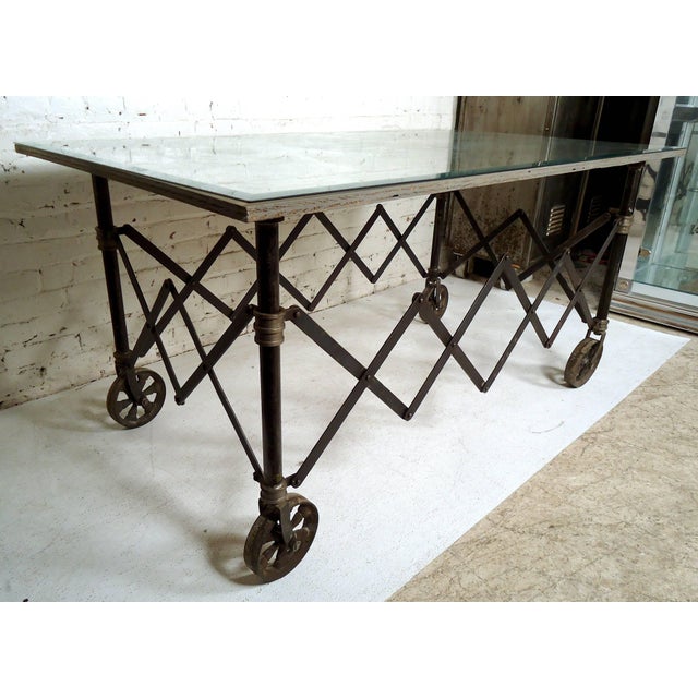 Mid 20th Century Mid 20th Century Vintage Industrial Accordion Table For Sale - Image 5 of 10
