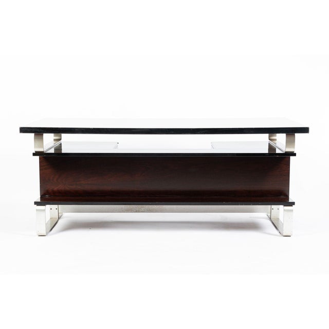 Mid-Century Modern Postmodern Italian Rosewood and Metal Writing Desk by Abbondinterni, 1970s For Sale - Image 3 of 17