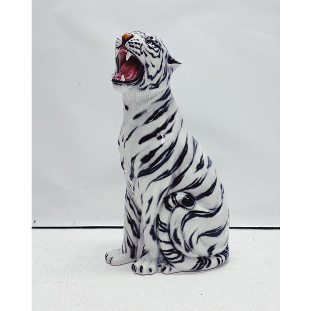 White Tiger Figurine in Ceramic by Ceramiche Boxer For Sale - Image 9 of 9