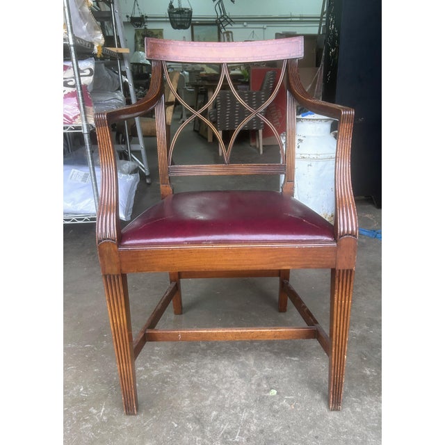 Late 19th Century Late 19th Century Regency Style Walnut and Leather Arm Chair For Sale - Image 5 of 12