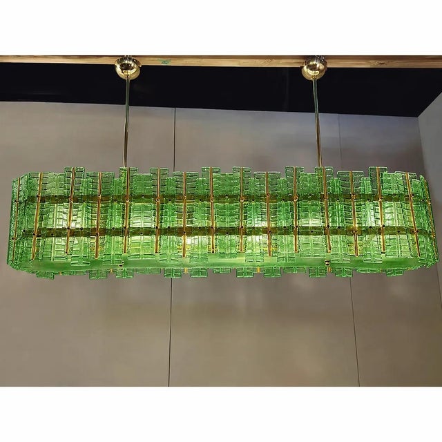 Early 21st Century Green Italian Tropical Murano Glass Gold Chandelier by Simoeng For Sale - Image 5 of 9