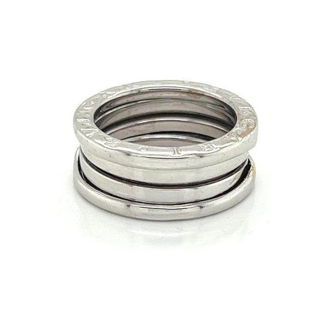 Contemporary Mid 20th Century Bvlgari B.zero1 Three-Band Ring in 18k White Gold Size 5 / EU 51 For Sale - Image 3 of 5