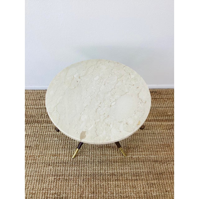 Wood Vintage 1960s mId Century Modern Starburst Base Marble Top Side Table For Sale - Image 7 of 9