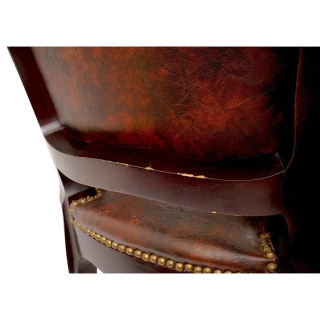 French Francois Linke Style Ormolu and Wood Leather Armchair For Sale - Image 15 of 18