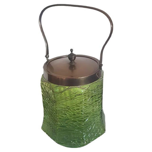 Art Nouveau Iridescent Glass Biscuit Box For Sale