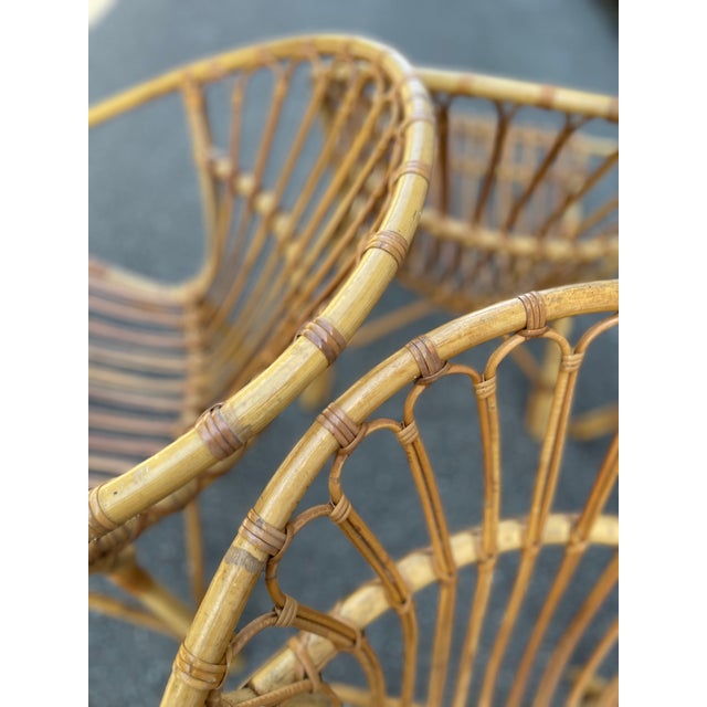 Mid-Century Modern Vintage Rattan Basket Garden Chairs, France 1960s, Set of 4 For Sale - Image 3 of 13