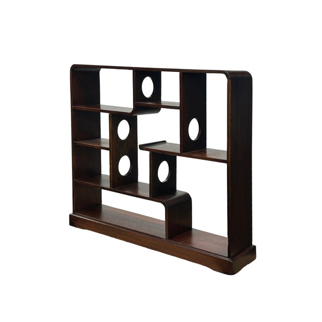 Chinese Chinese Brown Stain Wood Rectangular Table Top Display Stand For Sale - Image 3 of 6