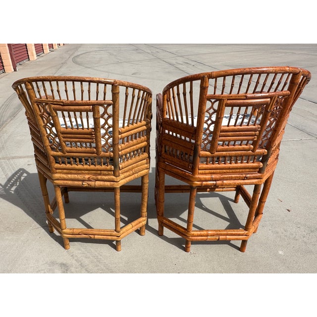 1970s Pair of Brighton Pavilion Style Chairs Rattan/Bamboo Chairs For Sale - Image 5 of 8